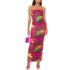 Line & Dot 'Miley' Pink Mesh Back Vent Maxi Dress Size S